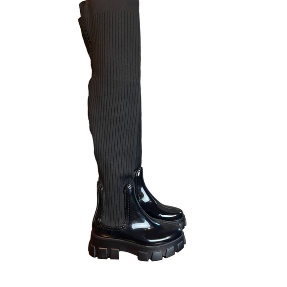 ASOS Design Gravity Over The Knee Wellie Boots in Black - Picture 3 of 8